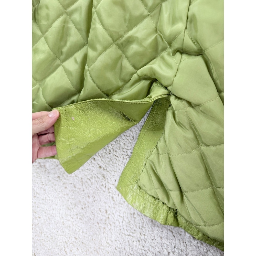 Ashley Stewart Leather Jacket Women 2XL Green Good Double Breasted Pea Coat - Picture 13 of 14
